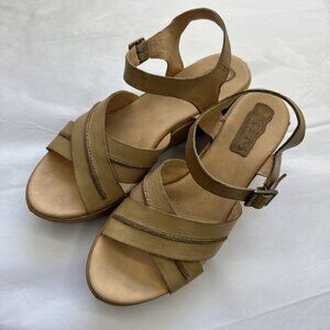 Korks by Kork-Ease womens 8 beige leather wedge sandal